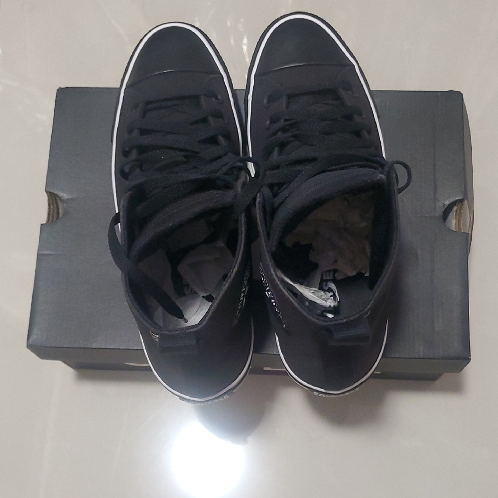 Converse Black High-Top Sneakers with White Trim - Picture 2 of 6
